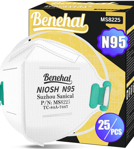 benehal NIOSH Approved N95 Particulate Respirators Mask White Pack of 25