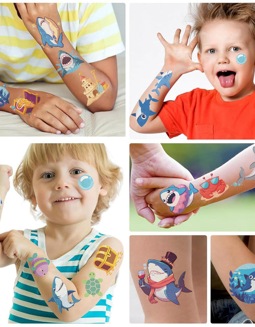 Load image into Gallery viewer, SBOBUY Shark Temporary Tattoos 10 Sheets Birthday Party Supplies Green
