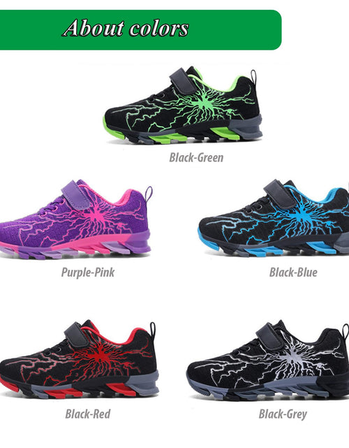 Load image into Gallery viewer, Sypsfwco Kids Running Sneakers Mesh Athletic Rubber Sole Black-Red Size 3.5 US
