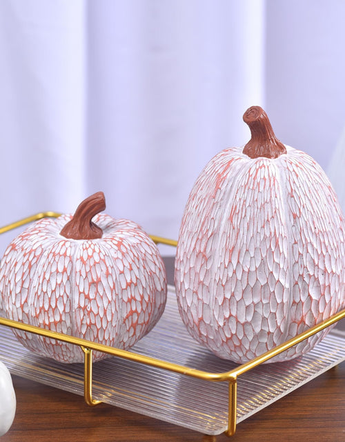 Load image into Gallery viewer, Ovootok Resin Pumpkins Fall Decorations White 2PCS Thanksgiving Decor
