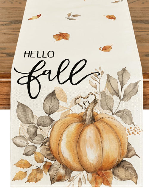 Load image into Gallery viewer, Artoid Mode Pumpkins Eucalyptus Table Runner 13x36 Inch Beige 210 GSM
