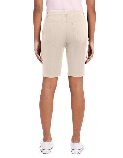 Load image into Gallery viewer, IZOD Junior Uniform Stretch Twill Skinny Bermuda Shorts Khaki Size 3
