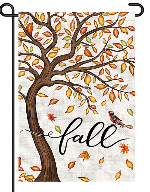 Load image into Gallery viewer, Decorhua Fall Garden Flag Burlap 12x18 Inch Double Sided Thanksgiving Maple Leaf
