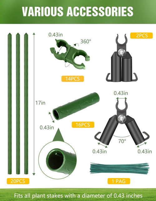 Load image into Gallery viewer, Joyhalo 20 Pack 17in Modular Garden Trellis Kit Green for Tomatoes Grapes
