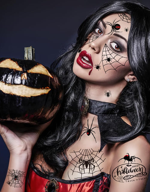 Load image into Gallery viewer, FANOST 22 Halloween Spider Face Temporary Tattoos Kids Adults Cosplay Stickers
