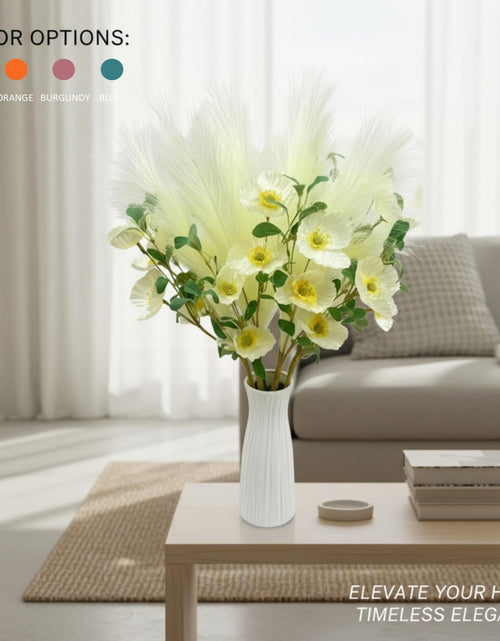Load image into Gallery viewer, NoriStyle Silk White Artificial Poppy Flowers 6 Pcs Long Stems Indoor Decor
