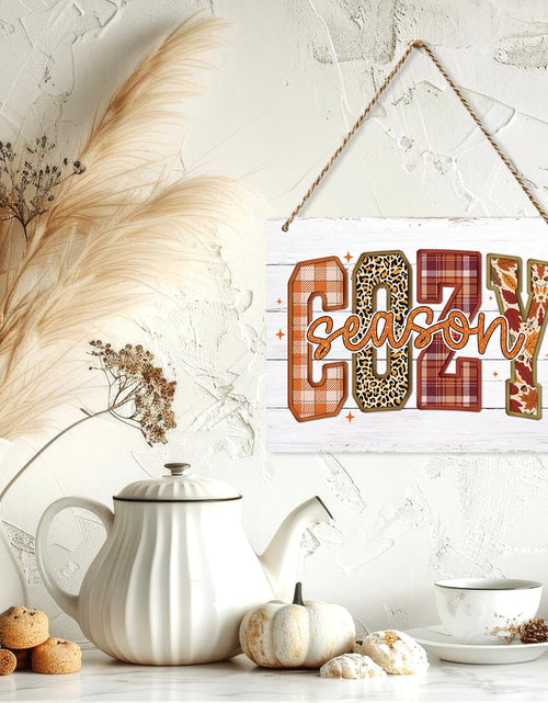 Load image into Gallery viewer, BELLOWDEER Hey There Pumpkin Rustic Wood Hanging Sign Fall Decor 8x10 Inches
