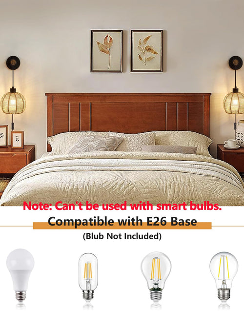 Load image into Gallery viewer, SGLfarmty Boho Rattan Plug-in Wall Sconces Set of 2 Rustic Hemp Rope
