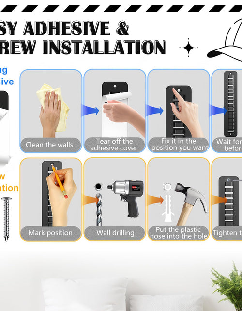Load image into Gallery viewer, Generic Wall Mounted Hat Rack 2 Pack Adhesive Screw Mount Multilayer Cap Holder
