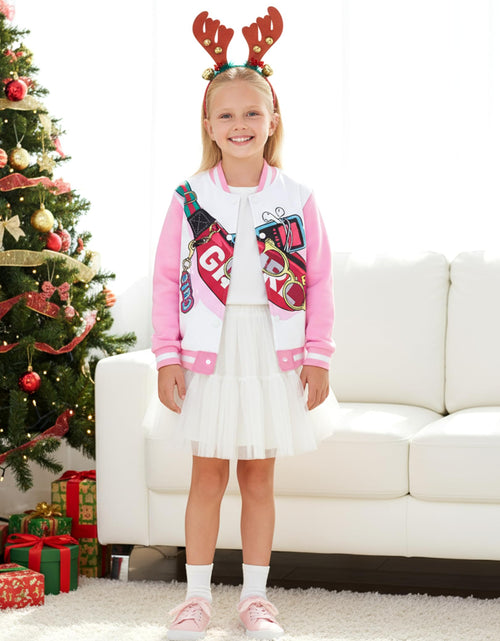 Load image into Gallery viewer, PATPAT Girls Varsity Baseball Jacket Pale Pink Bomber Coat Size 7-8

