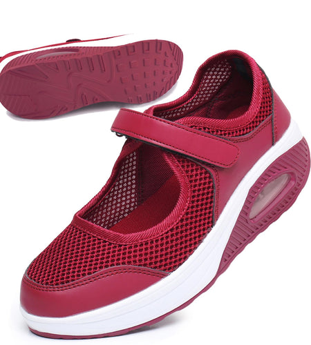 Git-up Women's Arch Support Walking Shoes Orthopedic Sneakers Red Size 9.5