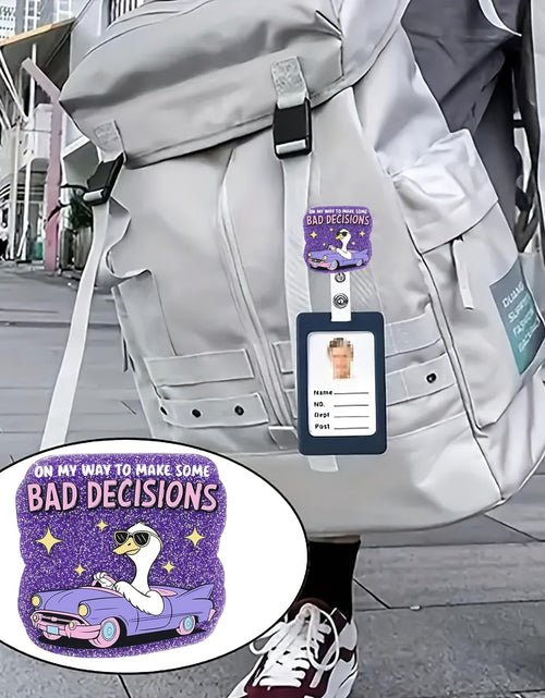Load image into Gallery viewer, CHAONENG Funny Silly Goose Badge Reel Retractable Clip Medical Nurse Purple
