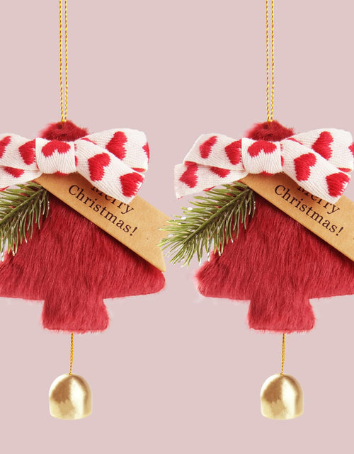 Load image into Gallery viewer, DILAGG Christmas Decorations Fuzzy Tree Ornaments Plush Pendant Gold Bell Red
