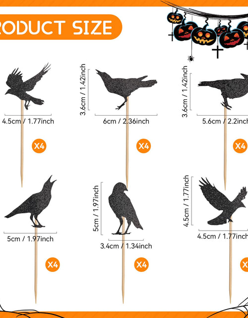 Load image into Gallery viewer, GUYI 24 PCS Halloween Crow Cupcake Toppers Horror Picks Cardstock Toothpick
