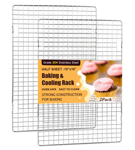 BXKEE Cooling Racks 2 PCS 10x16in Heavy Duty 304 Stainless Steel Silver