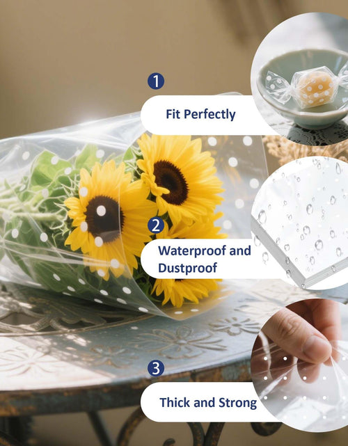 Load image into Gallery viewer, Nitelemn Transparent Cellophane Wrap 9x9in 200 Sheets White Polka Dot
