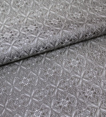 Tinakim Jacquard Brocade Faux Silk Fabric Grey Cut by The Yard