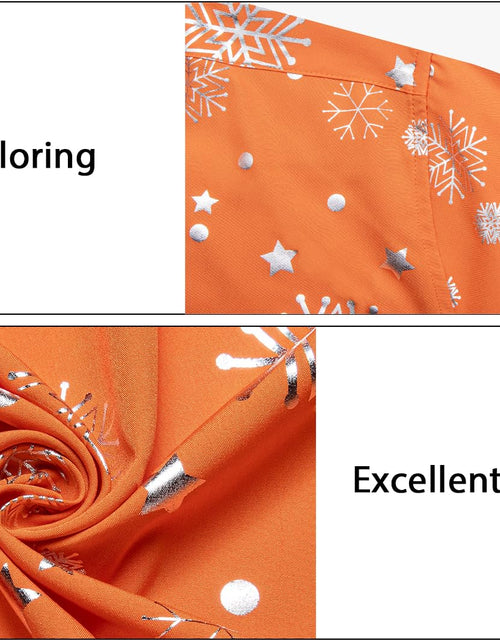 Load image into Gallery viewer, DiBanGu Mens Christmas Long Sleeve Button Down Shirt Orange Silver Size XX-Large
