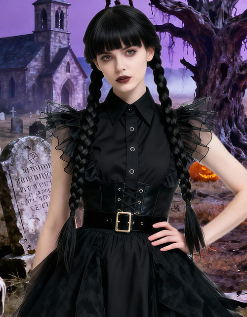 Load image into Gallery viewer, Ccfurwo Braided Black Wig Gothic Costume Women Cute Soft Black CC050BK
