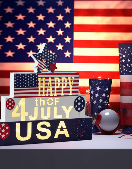 Load image into Gallery viewer, WBao Halloween Wooden Set 9.4in Glowing 3D Letter Battery Powered Red White Blue
