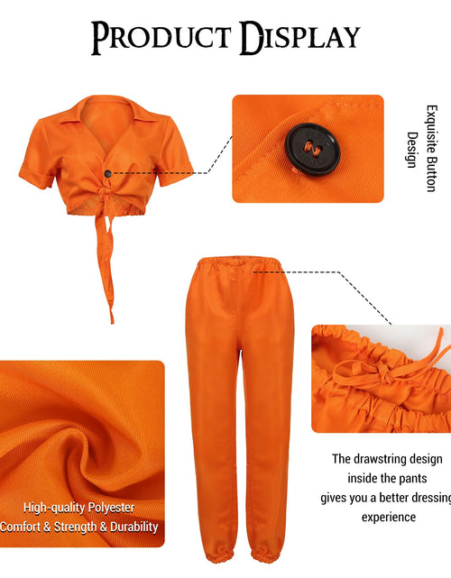 Load image into Gallery viewer, UQJE Women's Prisoner Costume Orange Convict Shirt Pants XXL
