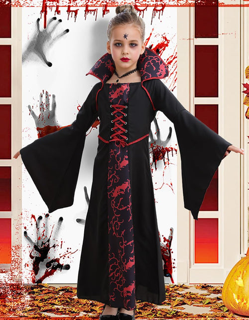 Load image into Gallery viewer, iTVTi Girls Vampire Costume Black Dress Halloween Cosplay 6-7 Years Tag 140
