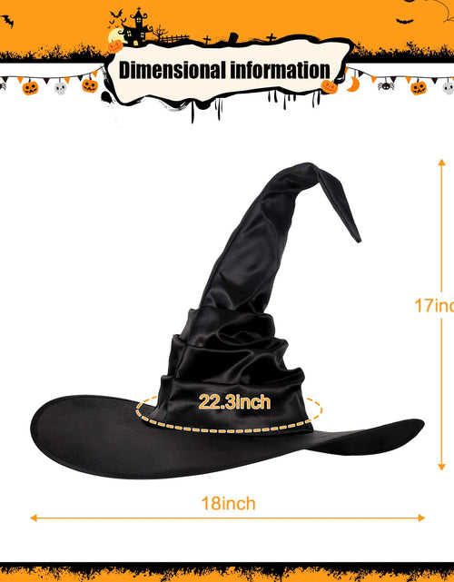Load image into Gallery viewer, Leuceiy Halloween Witch Hat Black Polyester One Size Women Costume Accessory
