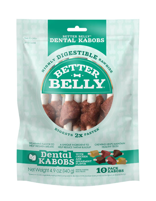 Load image into Gallery viewer, BestBy12/25 Better Belly Dental Kabobs Dog Chews Spearmint 10 Count
