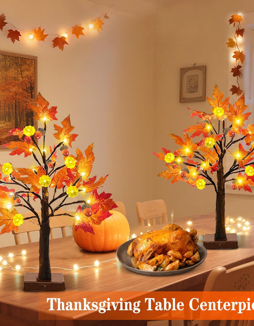 Load image into Gallery viewer, TURNMEON 2Pack 24in Prelit Fall Maple Tree Lights48 LED Timer Battery Orange Red
