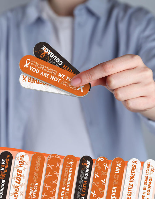 Load image into Gallery viewer, Lasnten 204 Pcs Orange Ribbon Nail Files Bulk Emery Boards Leukemia Awareness
