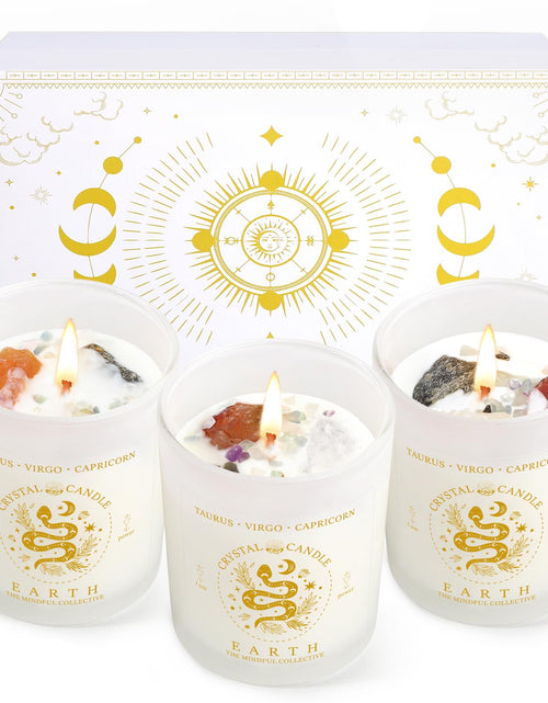 Load image into Gallery viewer, Suhctuptx Zodiac Lavender Scented Soy Candles Healing Crystals Fire Signs Small
