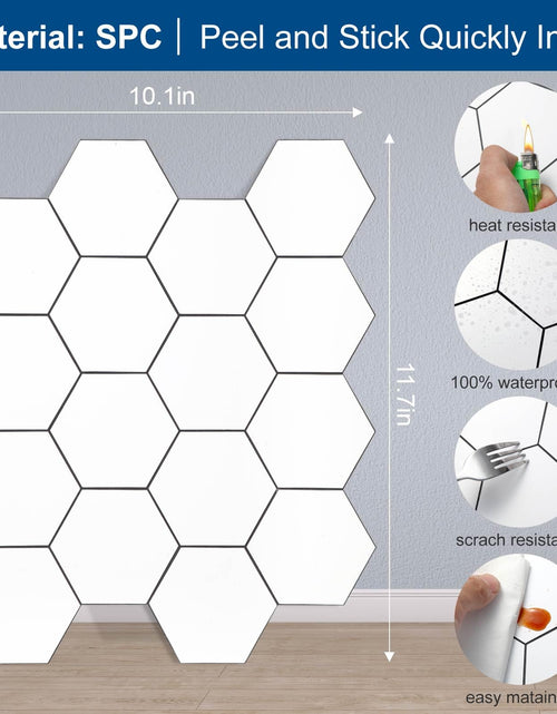 Load image into Gallery viewer, Yipscazo Hexagon Peel Stick Backsplash Tile SPC Faux Marble Pure White 1 Sheet
