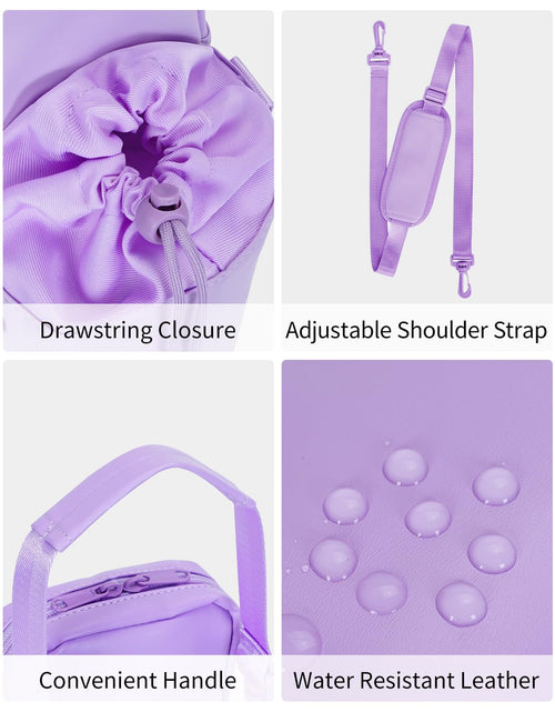 Load image into Gallery viewer, Wandering Nature Insulated Water Bottle Holder Strap 32oz Purple Leather
