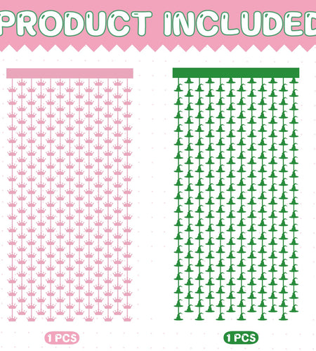 JJWYLTKB 2 Pack Pink Green Fringe Curtain 3x7ft Birthday Party Decor
