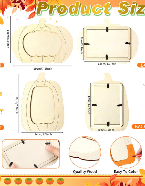 Load image into Gallery viewer, Geelin 24 Pack Wooden Pumpkin Picture Frame DIY Crafts 5.5x7.48 inches
