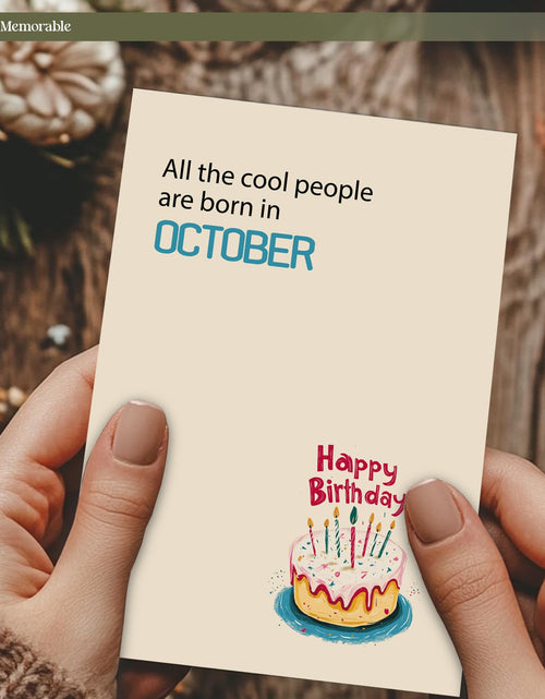 Load image into Gallery viewer, MOSSSH October Birthday Cards with Envelope Sticker Black Letter Print

