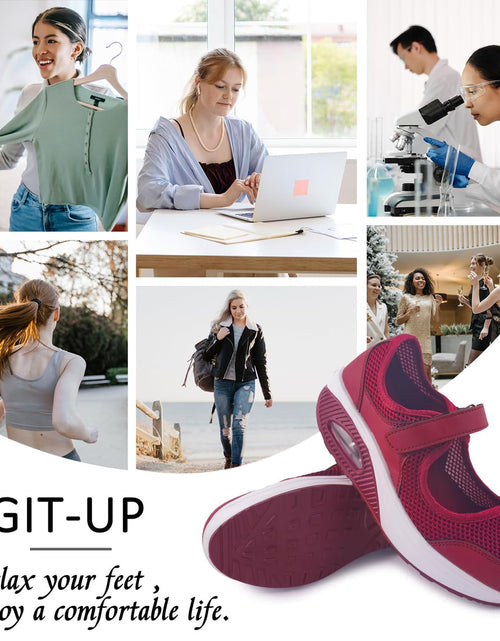 Load image into Gallery viewer, Git-up Women's Arch Support Walking Shoes Orthopedic Sneakers Red Size 9.5
