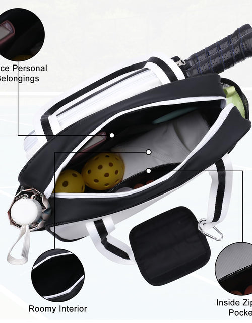 Load image into Gallery viewer, SPOENGRU PU Leather Pickleball Paddle Bag Small Black Fashion Tote
