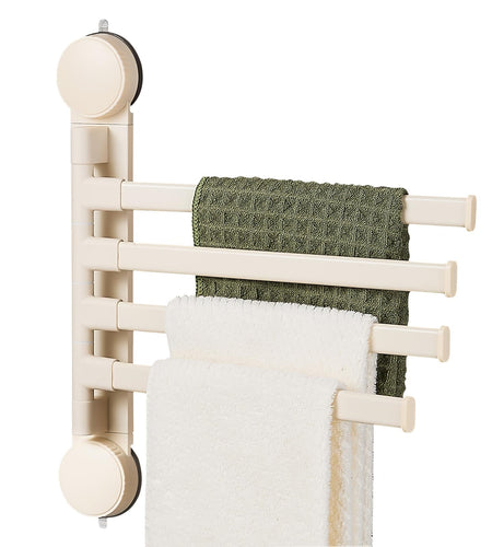 Zynuhmo 4-Arm Swivel Towel Rack 13.78in White Adjustable Suction Cup