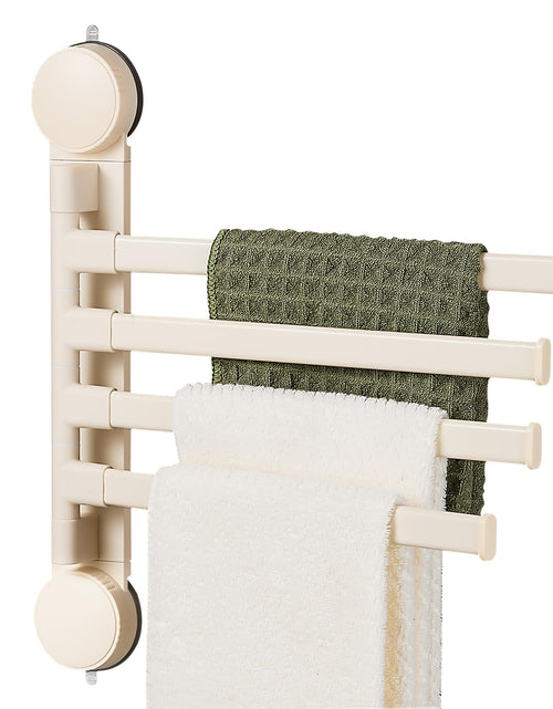 Load image into Gallery viewer, Zynuhmo 4-Arm Swivel Towel Rack 13.78in White Adjustable Suction Cup
