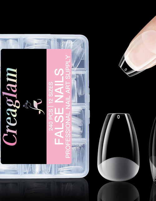 Load image into Gallery viewer, Creaglam Short Square Nail Tips 240Pcs Clear Acrylic 12 Sizes Soft Gel
