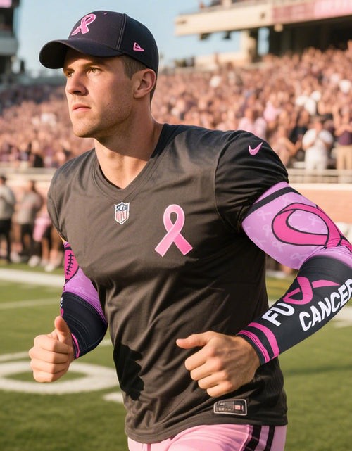 Load image into Gallery viewer, PABOBIT Breast Cancer Awareness Pink Ribbon Arm Sleeve Football 1Pair Size Adult
