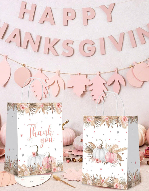 Load image into Gallery viewer, MEHOFOND Boho Pumpkin Gift Bags with Handle Fall Treat Bags Autumn 16pcs
