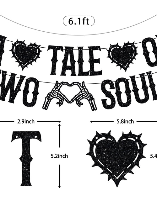 Load image into Gallery viewer, LOVELY BITON A Tale of Two Souls Halloween Wedding Banner Black Paper
