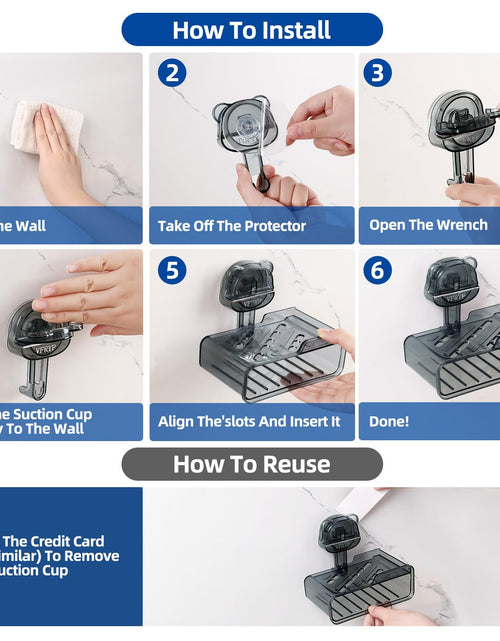 Load image into Gallery viewer, PUOPOSTY 2-Tier Soap Dish with Strong Suction Cup Black 1PCS Shower Holder
