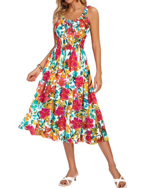 Load image into Gallery viewer, Kate Kasin Womens Floral Wedding Guest Dress Sleeveless Blue Leaves Size M
