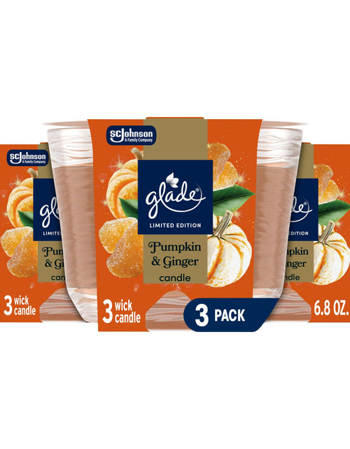 Load image into Gallery viewer, Glade 3-Wick Scented Candle Jar Pumpkin &amp; Ginger 6.8 Oz 3 Count
