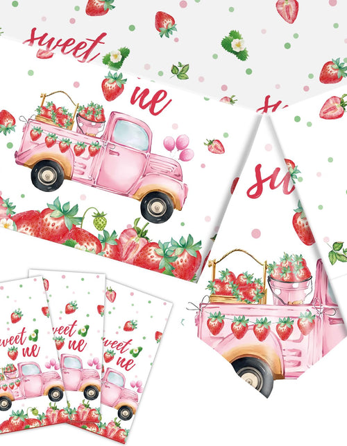 Load image into Gallery viewer, PHOGARY 3 PCS Strawberry Tablecloth Plastic Party Decor Pink 108x54in
