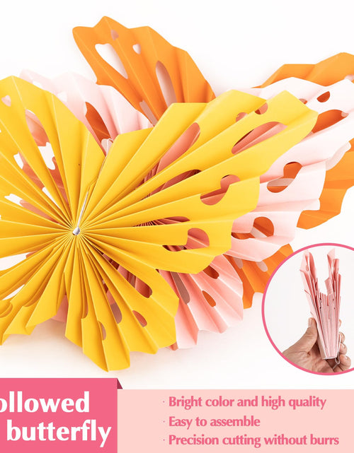 Load image into Gallery viewer, SUNBEAUTY Butterfly Paper Fans Wall Decor Set of 9 Party Paper Decorations
