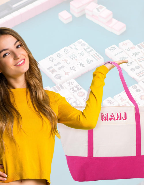 Load image into Gallery viewer, Sunnymove Extra Large American Mahjong Tile Bag Pink 25.2x14.17x9.06 in
